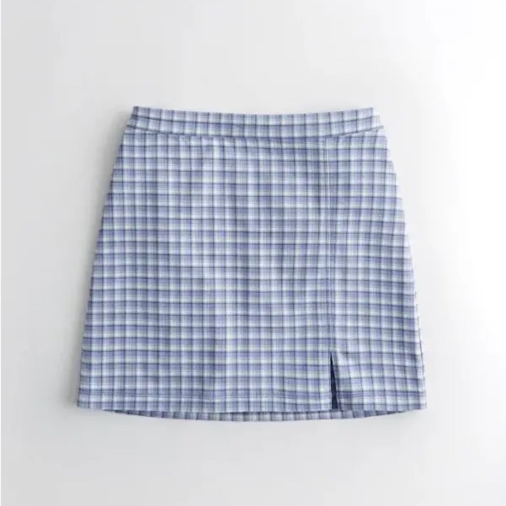Blue and white plaid Hollister mini skirt